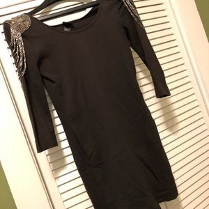 Beaded shoulder mini dress